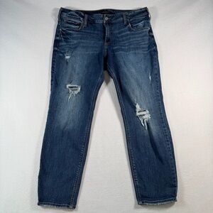 Silver Jeans Womens 18 Blue Boyfriend Straight Mid Rise Medium Wash Stretch